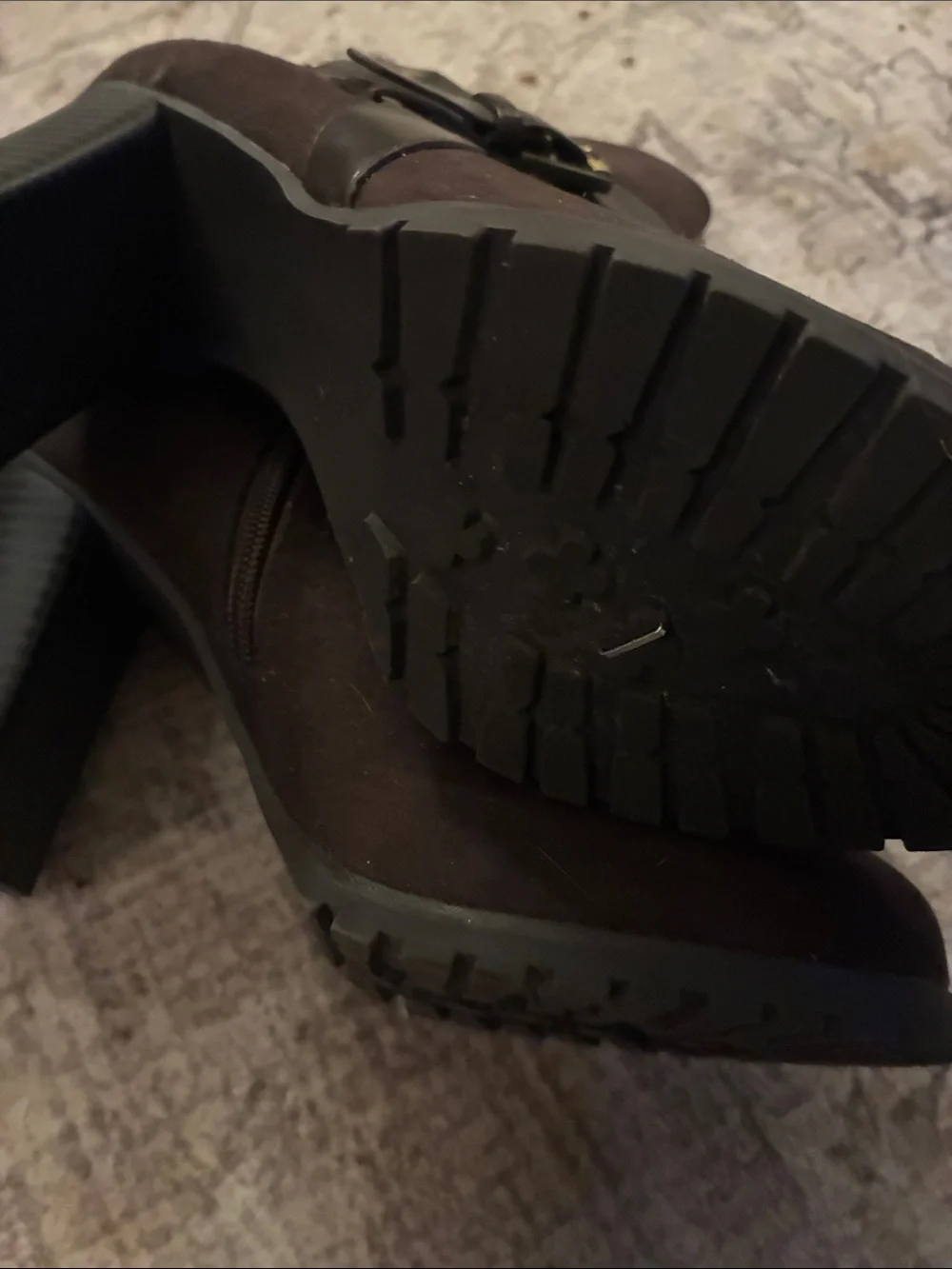 Apt. 9 Dark Brown Faux Suede Studded Buckle Ankle Boots 8.5